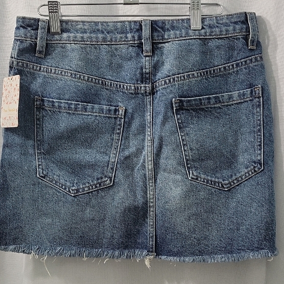 FREE PEOPLE We The Free Zipper Front Denim Mini  Skirt - Blue Size29 New - Picture 3 of 9